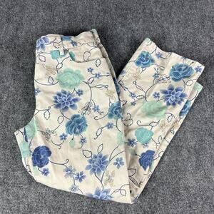 Blue and white floral jeans